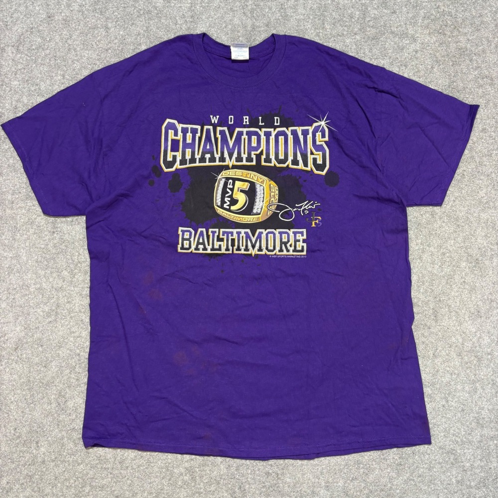 Gildan Baltimore Ravens World Champions 2012 Joe Flacco MVP T-Shirt Purple XL